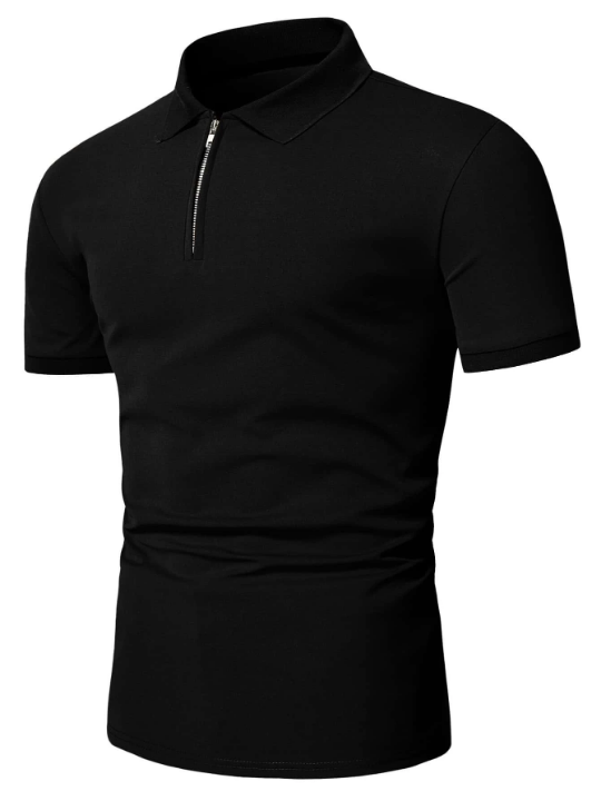 Manfinity Homme Men Quarter Zipper Polo Shirt