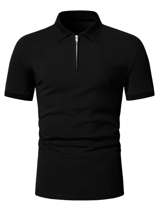 Manfinity Homme Men Quarter Zipper Polo Shirt