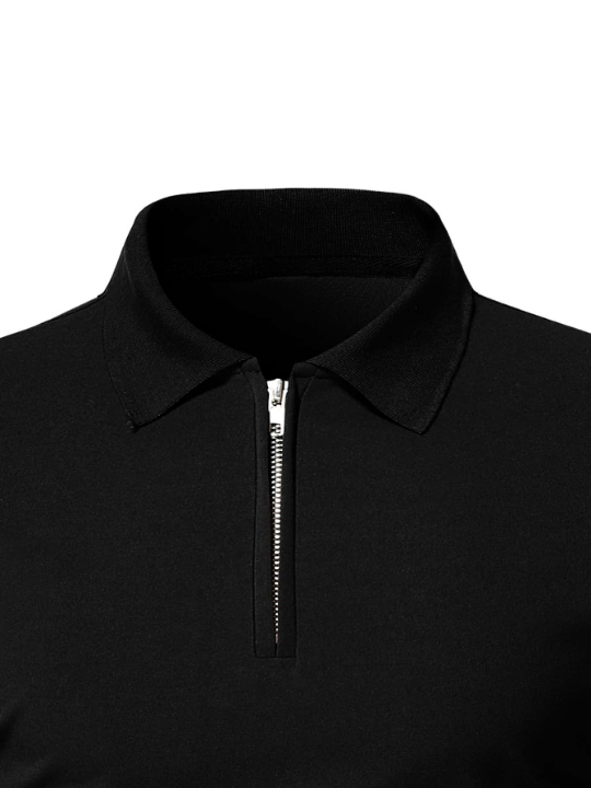 Manfinity Homme Men Quarter Zipper Polo Shirt