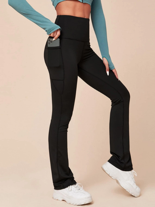 Yoga Basic Wideband Waist Sports Pants With Phone Pocket