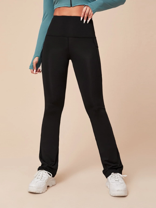 Yoga Basic Wideband Waist Sports Pants With Phone Pocket