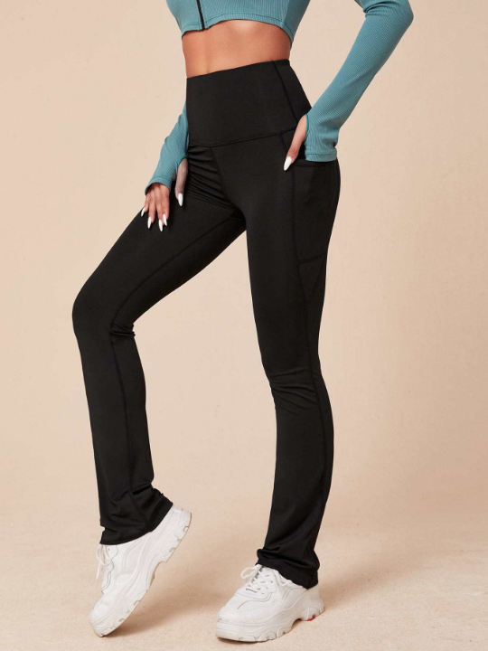 Yoga Basic Wideband Waist Sports Pants With Phone Pocket