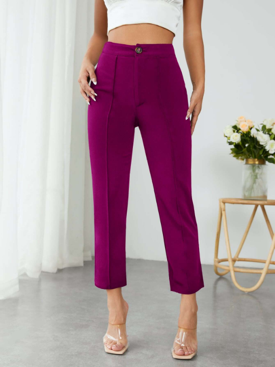 PETITE High Waist Press Crease Tapered Pants