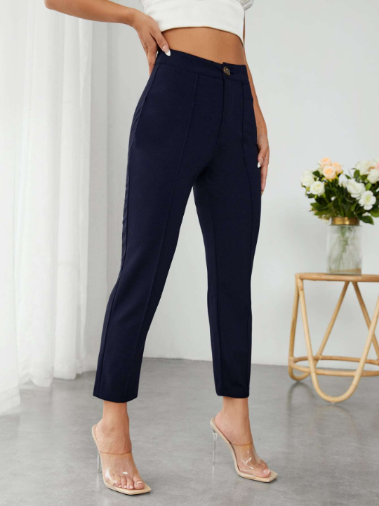 PETITE High Waist Press Crease Cropped Tapered Pants