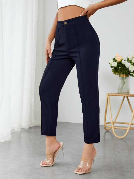 PETITE High Waist Press Crease Cropped Tapered Pants