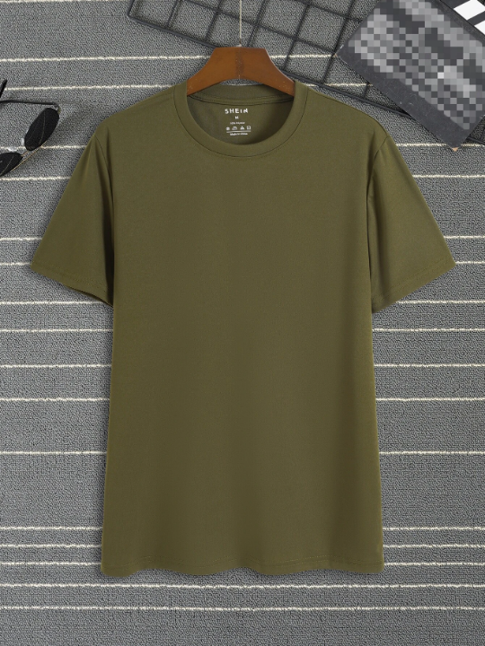 Men Solid Round Neck Tee