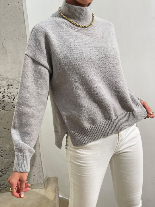 Essnce High Neck Drop Shoulder Sweater