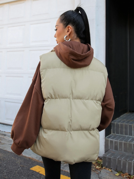 DAZY Zip Up Puffer Vest Pockets Coat