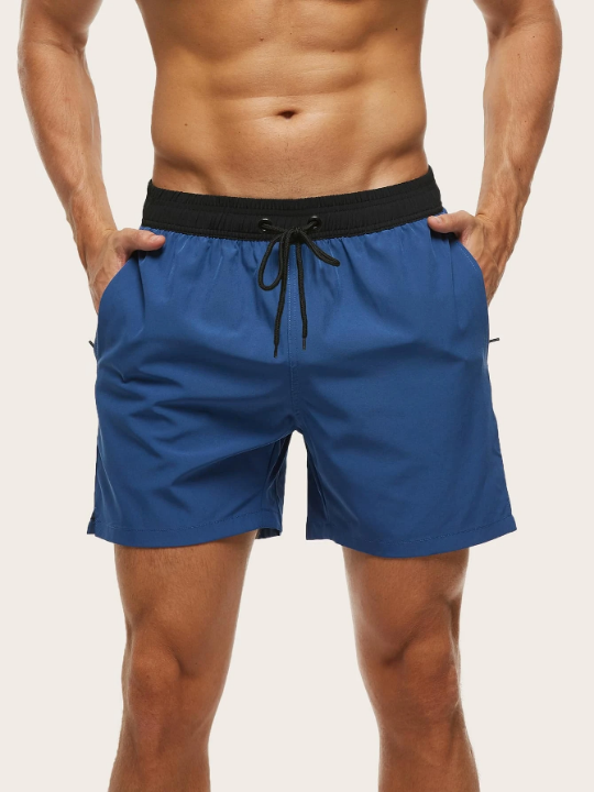 Manfinity Swimmode Men Drawstring Waist Slant Pocket Swim Trunks