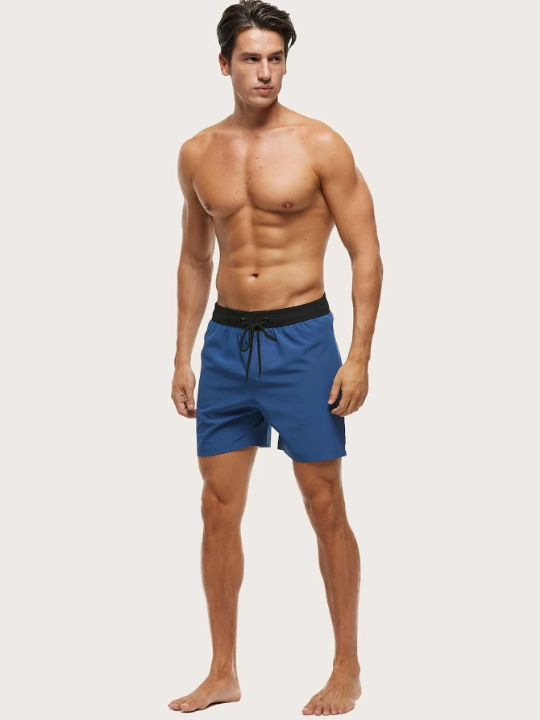 Manfinity Swimmode Men Drawstring Waist Slant Pocket Swim Trunks