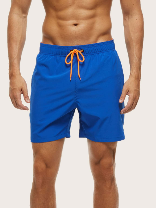 Manfinity Swimmode Men Zip Pocket Drawstring Waist Swim Trunks