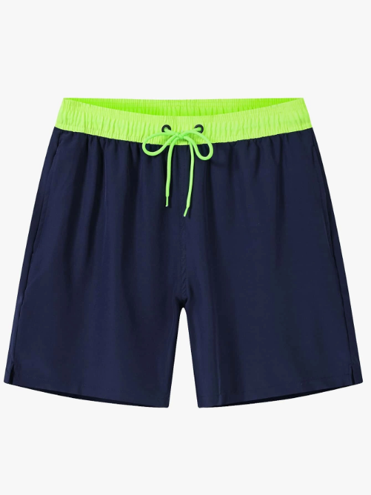 Manfinity Swimmode Men Contrast Trim Drawstring Waist Swim Trunks