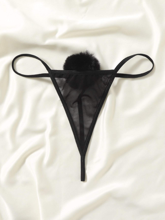 Pure Desire Mesh Pompom Detail Thong