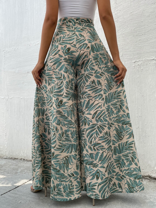 VCAY Tropical Print Wide Leg Pants