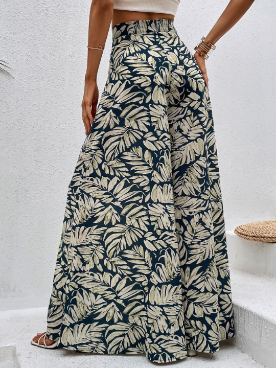 VCAY Tropical Print Wide Leg Pants