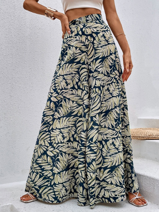 VCAY Tropical Print Wide Leg Pants