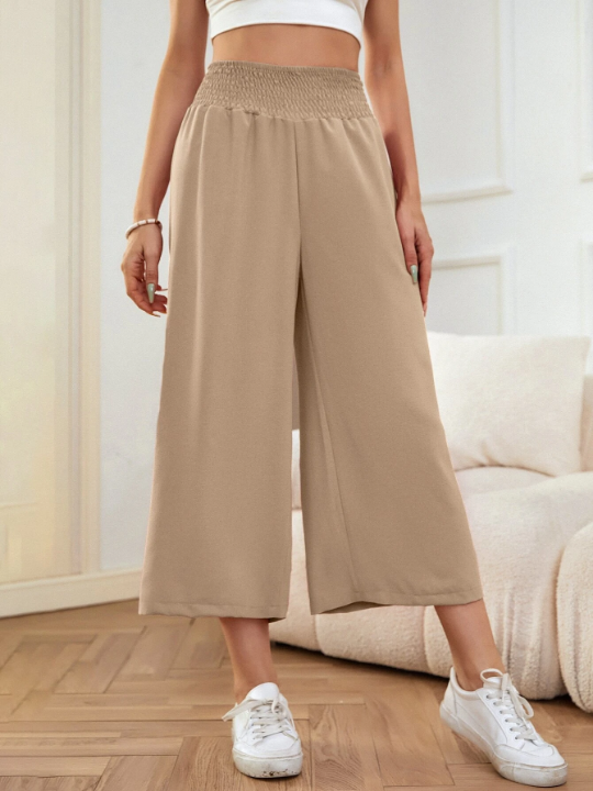 LUNE Shirred Waist Wide Leg Pants