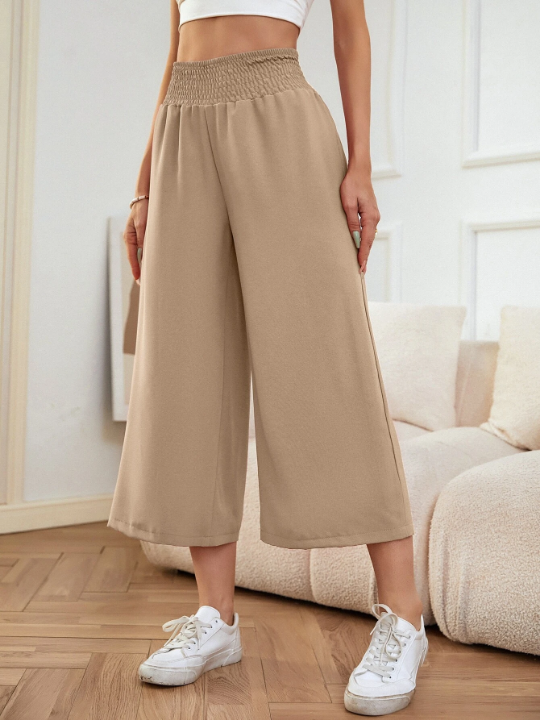 LUNE Shirred Waist Wide Leg Pants