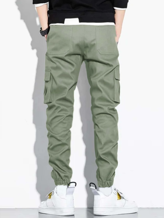 Manfinity Hypemode Men's Loose Fit Cargo Pants With Letter Patched Flap Pocket Design