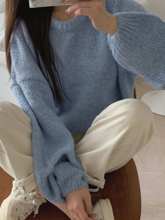 DAZY Drop Shoulder Ribbed Knit Sweater