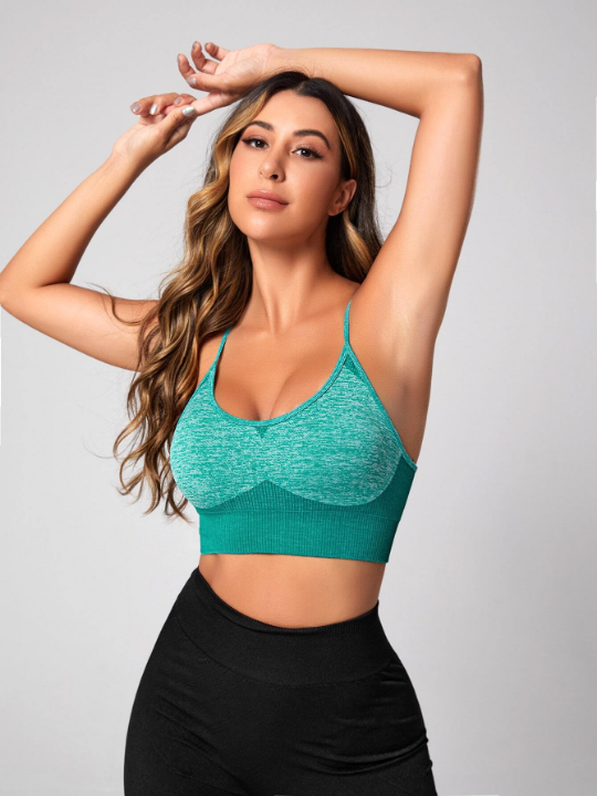 Yoga Basic Two Tone Crisscross Back Sports Bra