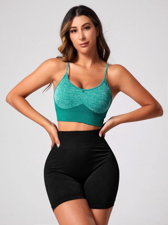 Yoga Basic Two Tone Crisscross Back Sports Bra