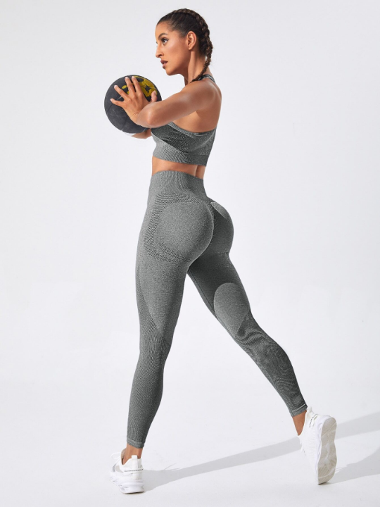 Yoga Basic Solid Tummy Control Sports Leggings