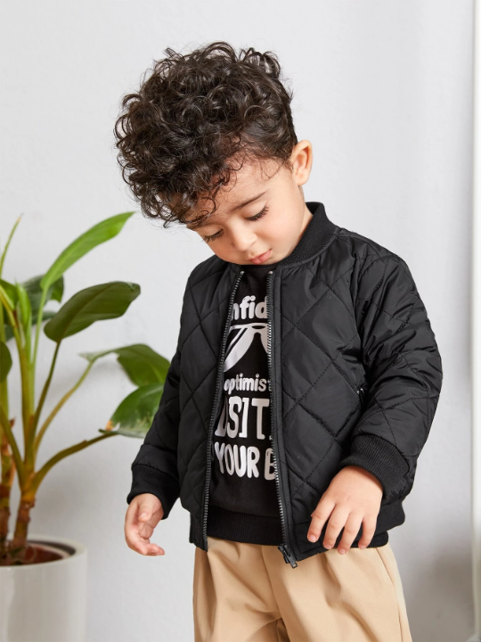 Baby Boy Girl Zip Up Quilted Bomber Jacket