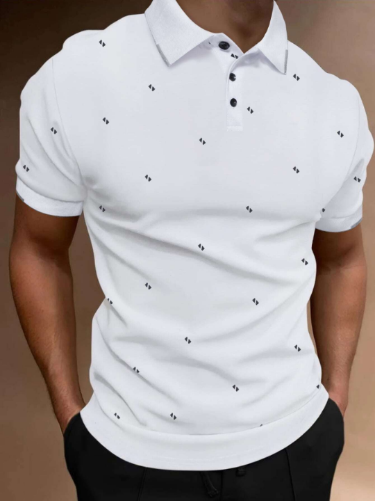 Manfinity Homme Men Geo Print Polo Shirt