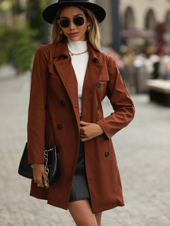 Double Breasted Belted Trench Coat