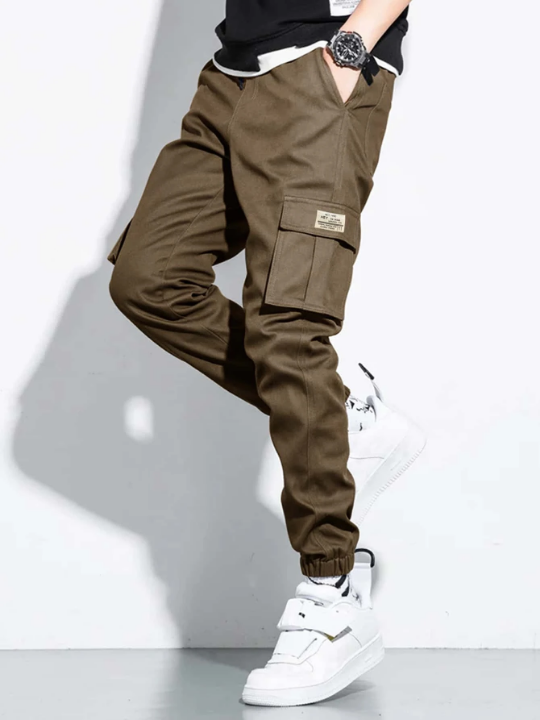 Manfinity Hypemode Men Letter Patched Flap Pocket Cargo Pants