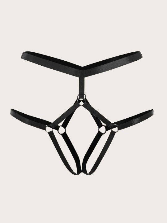 Exotic-Bondage O-ring Detail Garter Panty