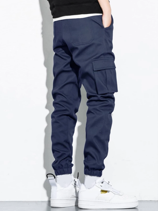 Manfinity Hypemode Men Letter Patched Flap Pocket Cargo Pants