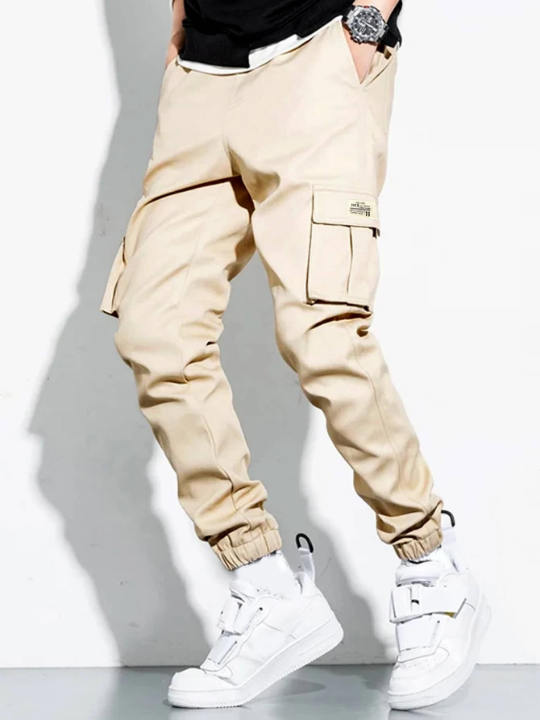 Manfinity Hypemode Men Letter Patched Flap Pocket Cargo Pants