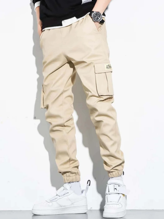 Manfinity Hypemode Men Letter Patched Flap Pocket Cargo Pants