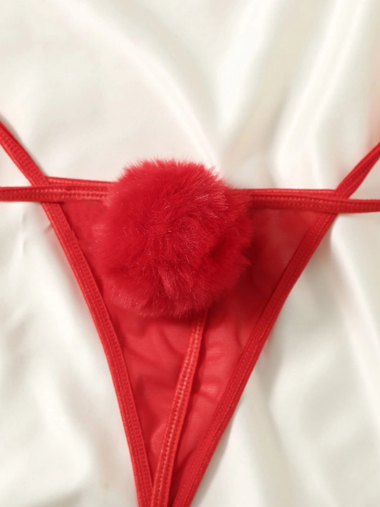 Pure Desire Mesh Pompom Detail Thong