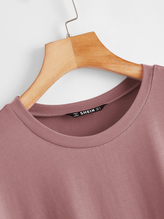 BASICS Rolled Cuff Solid Tee Dress