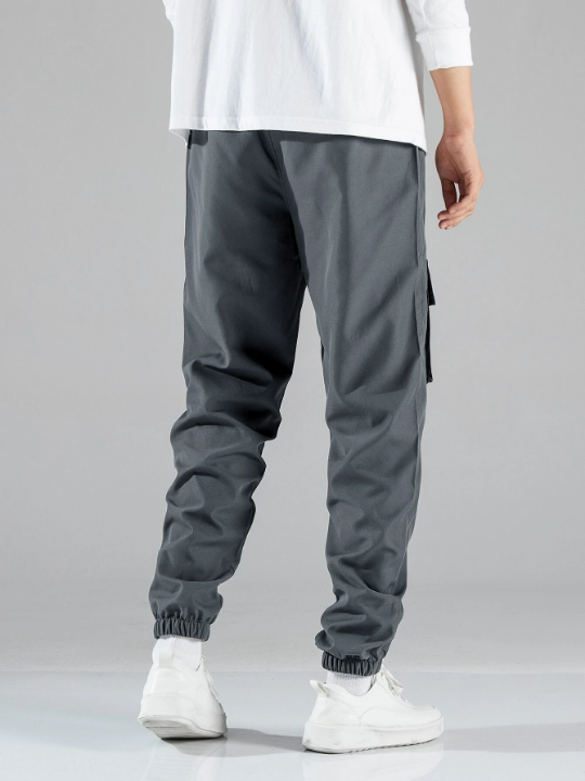 Manfinity Hypemode Men Letter Graphic Drawstring Cargo Pants