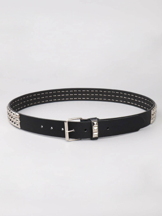 Men Studded Decor Belt With Punch Tool