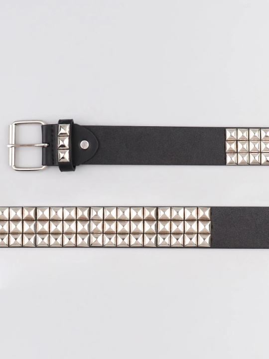 Men Studded Decor Belt With Punch Tool