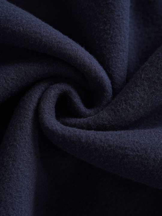 Men Solid Drawstring Pocket Detail Thermal Lined Sweatshirt