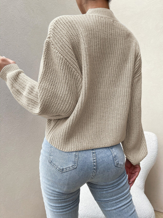 Mock Neck Drop Shoulder Sweater