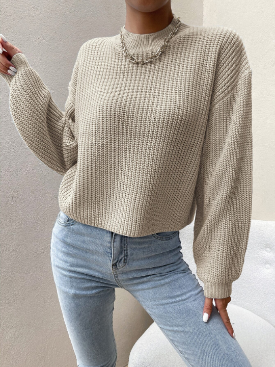 Mock Neck Drop Shoulder Sweater