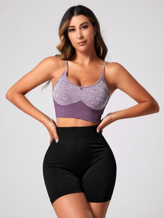 Yoga Basic Two Tone Crisscross Back Sports Bra