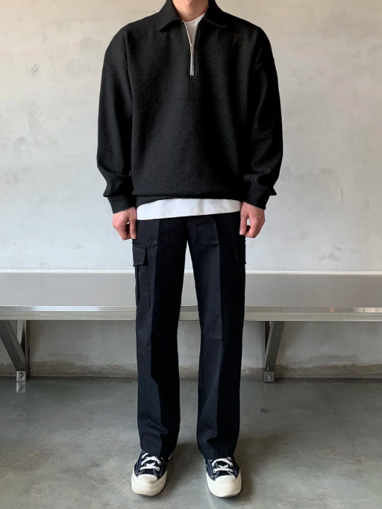 DAZY Men Quarter Zipper Drop Shoulder Pullover Without Tee