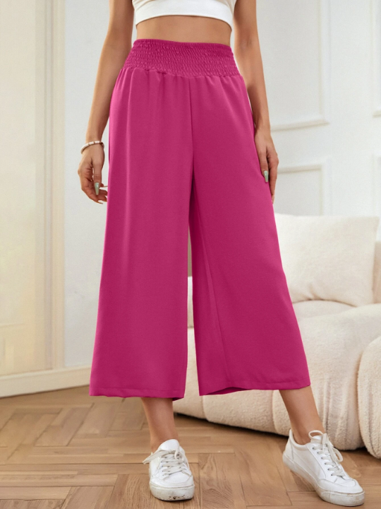 LUNE Shirred Waist Wide Leg Pants