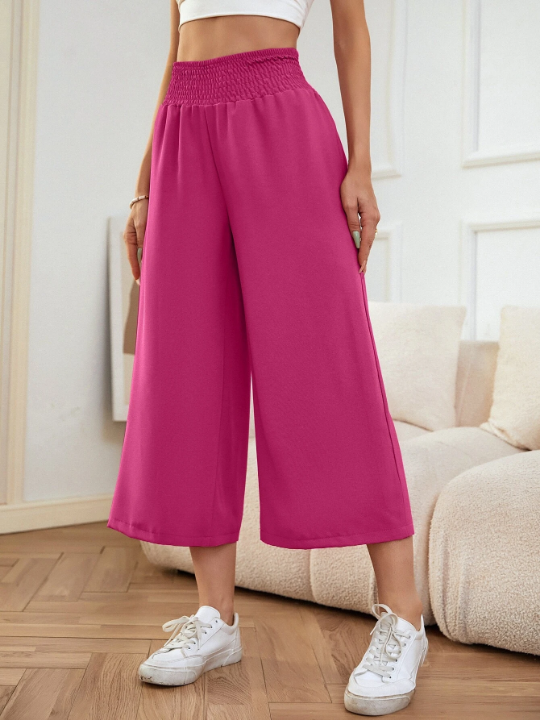 LUNE Shirred Waist Wide Leg Pants