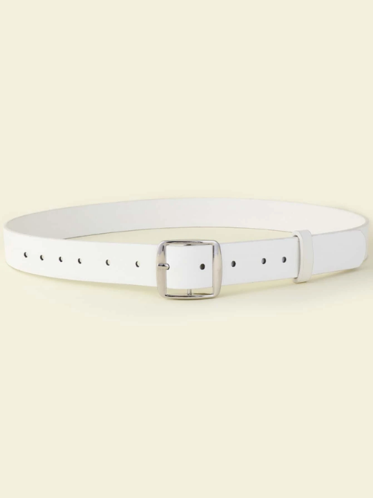 1pc Fashion Casual White Solid Square Buckle Women Belt Girdle For Daily Life