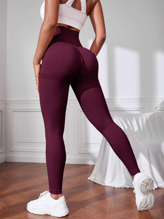 Yoga Basic Yoga Leggings Seamless High Stretch Tummy Control Training Tights With Wide Waistband