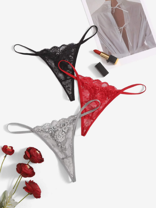 Classic Sexy 3pack Floral Lace Thong